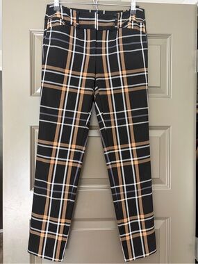 LOFT Black Plaid Skinny Ankle Chinos